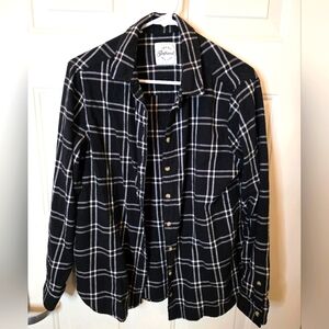 Jachs Girlfriend New York Flannel Button Up Black And White Shirt Women's Size M